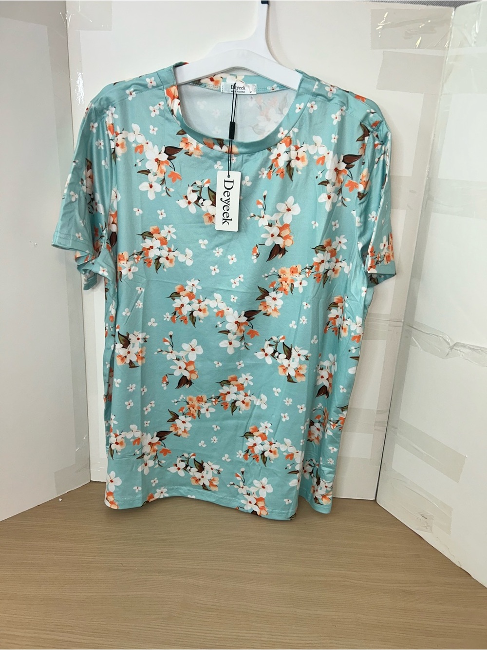 Floral Short-Sleeve Tee in Aqua